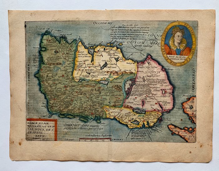 Europa, Mappa - Irlanda; J. Bussemacher / M. Quad - Hiberniae, Britanicae insulae nova descriptio. eryn. Irlandt. - 1581-1600