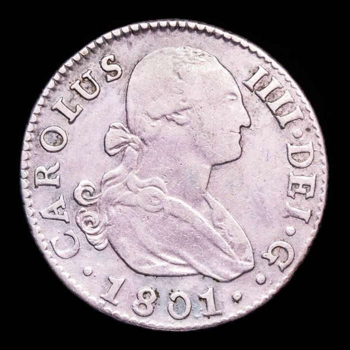 西班牙. Carlos IV (1788-1808). 2 Reales Acuñados en el año 1801, en la ceca de Sevilla, ensayador C.N  (没有保留价)