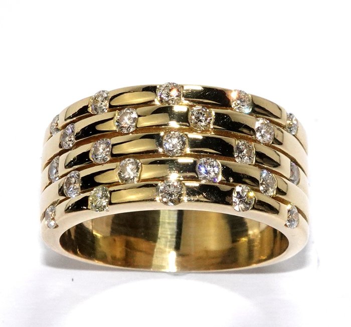 Gyűrű - 18 kt. Sárga arany -  0.69 tw. Gyémánt  (Természetes) 