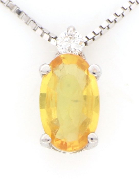Ohne Mindestpreis - Halskette - 18 kt Weißgold, NEU -  0.25 tw. Saphir - Diamant 