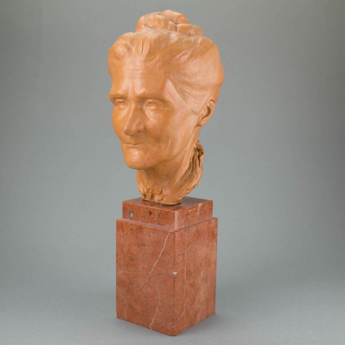 Stan PEET (1888-1966 ) - Sculpture, Bust sculpture of a lady - 33.5 cm - Marbre, Terre cuite
