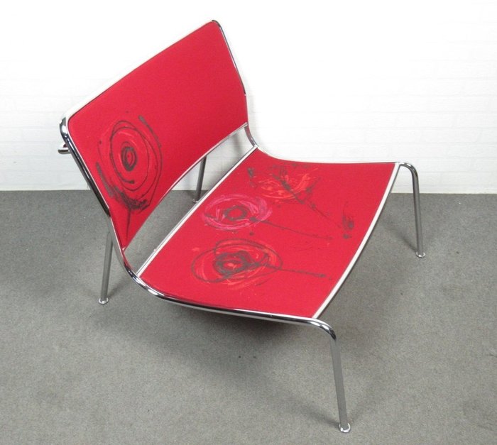 Living Divani - Piero Lissoni - 扶手椅 - 青蛙原型樣品，第一個樣品生產出來 - 紡織品, 鍍鉻鋼