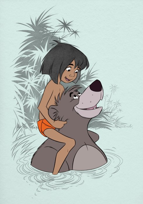 Jaume Esteve - The Jungle Book - Mowgli & Baloo - Fine Art Giclée - Unique Copy - Hand Signed