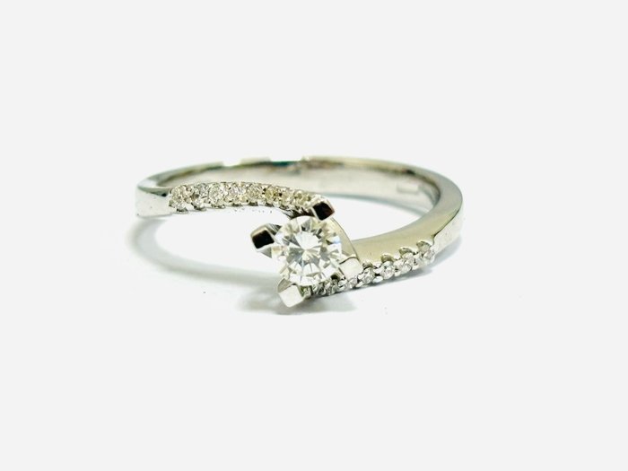 Anel de noivado - 18 K Ouro branco -  0.40 tw. Diamante  (Natural) 