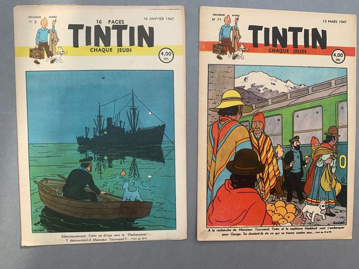 2x Magazines Tintin - Couvertures de Hergé - 1947