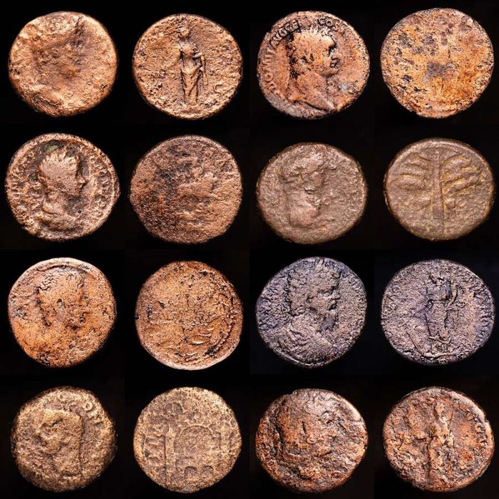 Römisches Reich. Augustus, Domitian, Septimius Severus, Severus Alexander..... Lot comprising eight (8) Imperial Bronze coins from Rome mint.  (Ohne Mindestpreis)