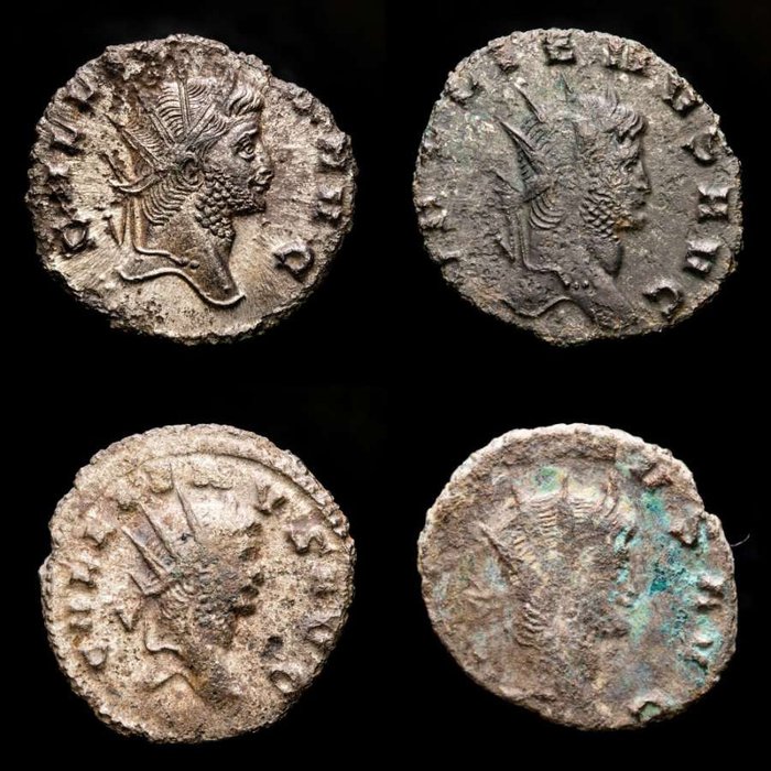 Roman Empire. Gallienus (AD 253-268). Lot comprising four (4) antoninianus Minted in Rome. 260-268 A.D.  (Ingen reservasjonspris)