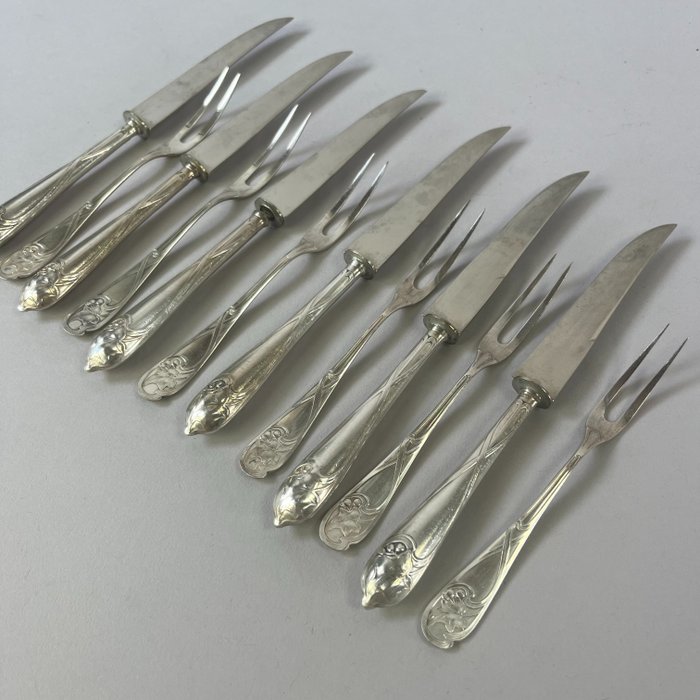 WMF - Cutlery set (12) - Art Nouveau - Silver plate Fruit cutlery with Cherry decoration - (6 persons) - Silverplate
