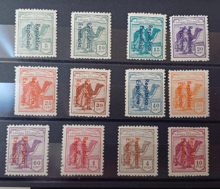 西属撒哈拉沙漠 1931 - 单峰骆驼和土著。已启用邮票。启用颜色更改。 - Edifil 36Ahcc/47Ahcc