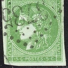 Frankrijk 1870 – Bordeaux – 5c Groen-Geel – VG gemarginaliseerd – Waardering: €220 – Yvert 42B