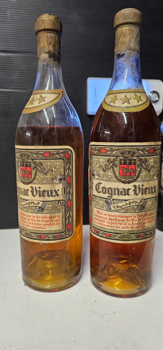 La Société pour le Commerce des Eaux-de-Vie de Cognac - Cognac Vieux  - b. Δεκαετία του 1920, Δεκαετία του 1930 - n/a (70-75cl)§ - 2 μπουκαλιών