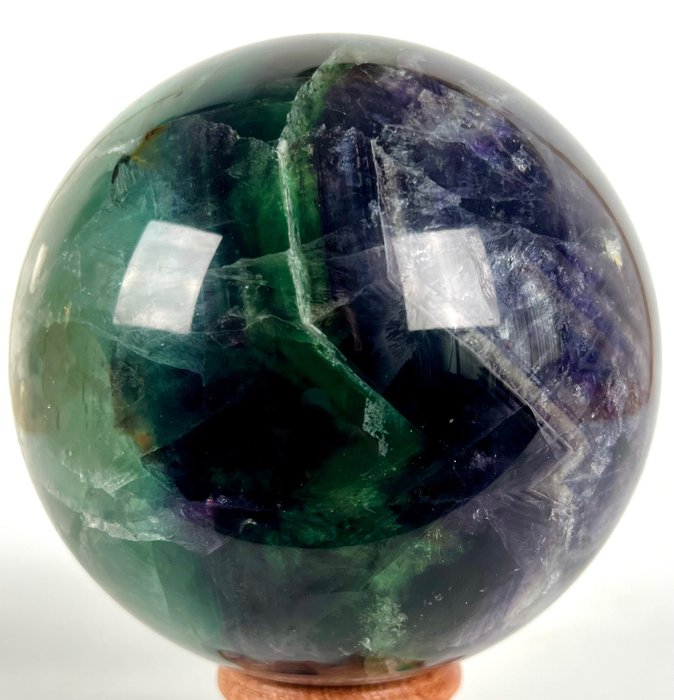 螢石 精細拋光大號綠色/紫色螢石球 - 高度: 10.92 cm - 闊度: 10.92 cm- 2120 g