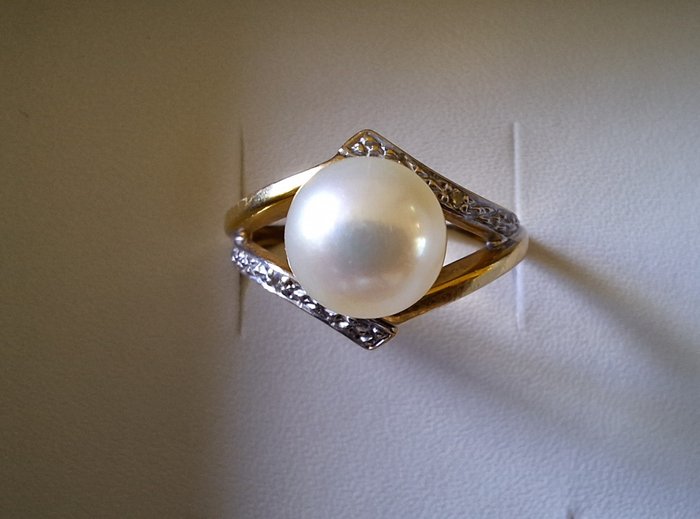 Merilhou - Gyűrű - 18 kt. Sárga arany - Gyöngy 