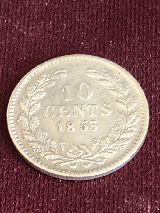 Paesi Bassi. Willem III (1849-1890). 10 Cents 1853  (Senza Prezzo di Riserva)