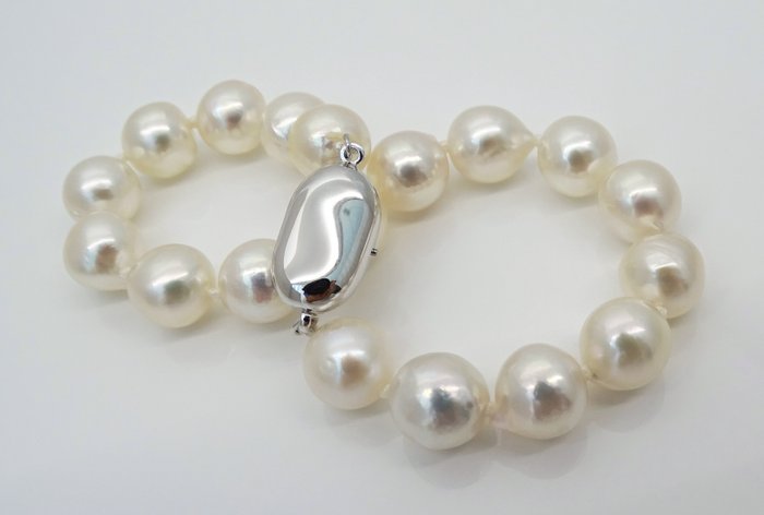 没有保留价 - Akoya Pearls, 8.5 -9 mm - 手镯 银 