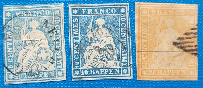 Switzerland 1854/1862 - 3 Strubel