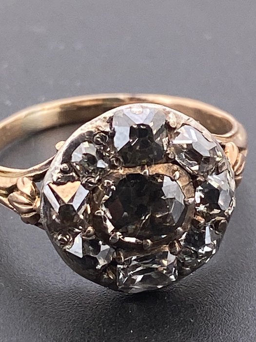 鸡尾酒戒指 - 14K包金 银, 黄金 -  1.40 tw. 钻石  (天然) - 钻石 