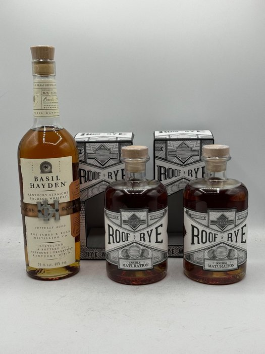 Basil Hayden + 2x Roof Rye Double Maturation  - 70cl - 3 bouteilles