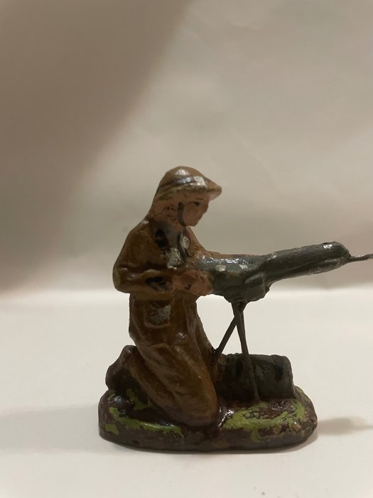 LLL - Soldatino giocattolo Soldatino in ginocchio con mitraglia - 1920-1930 - Italia