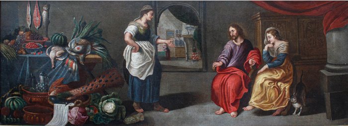 Frans Francken I (1542 - 1616), Cerchia di - Cristo in casa di Marta e Maria