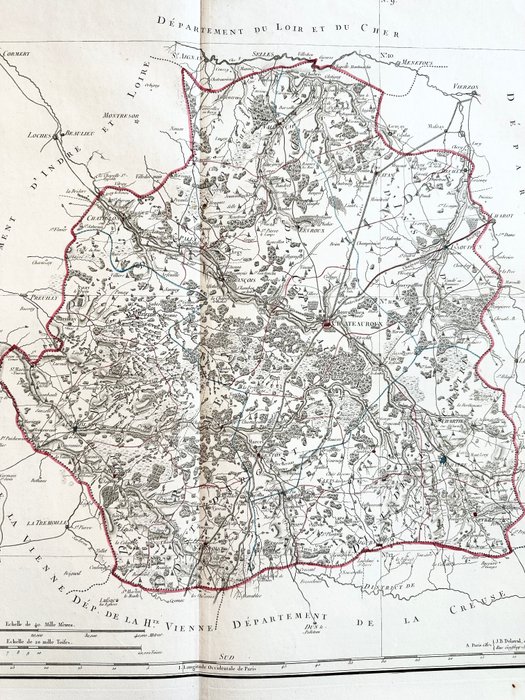 Franța, Hartă - Indre; Pierre-Gilles Chanlaire - Département de l'Indre - 1801-1820
