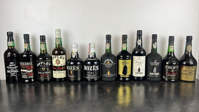 Port: 4x Sandeman, 2x Rozés, 2x Croft, Monteiro, 2x Offley & Noval - Douro - 12 Botellas (0,75 L)
