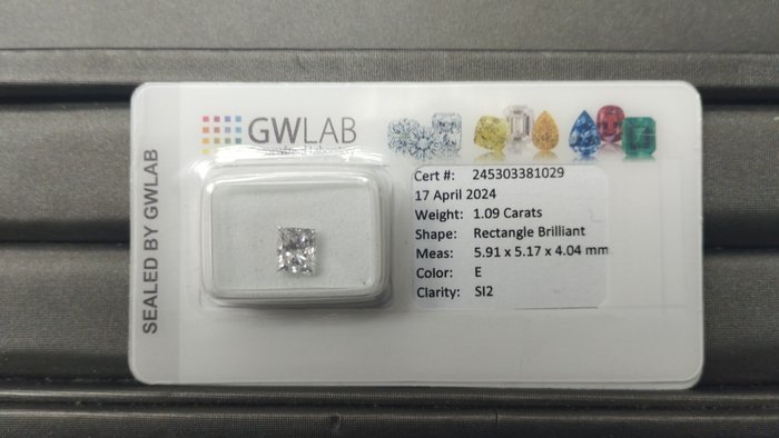 No Reserve Price - 1 pcs Diamond  (Natural)  - 1.09 ct - E - SI2 - Gemewizard Gemological Laboratory (GWLab) - no reserve price