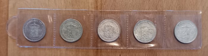 Netherlands. Wilhelmina (1890-1948). 1/2 Gulden 1921 t/m 1930 (5 stuks)  (No Reserve Price)