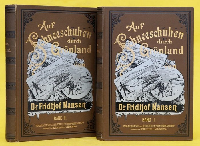 Fridtjof Nansen - Nansen, Auf Schneeschuhen durch Grönland, 2 Bände,illustriert, 1897 - 1897