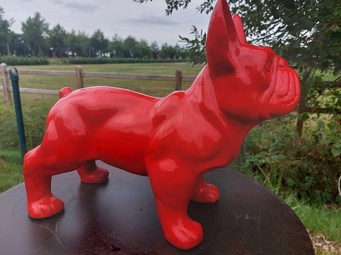 Statue, French bulldog red garden or for indoor - 39 cm - polyresin
