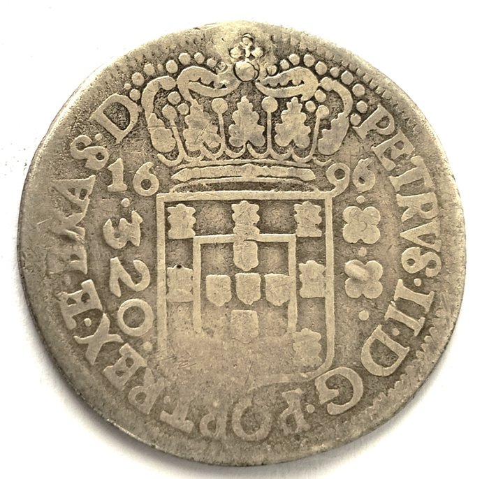 Brazília (gyarmati), Portugália. D. Pedro II (1683-1706). 320 Réis - 1696 - Baia - Escassa  (Nincs minimálár)