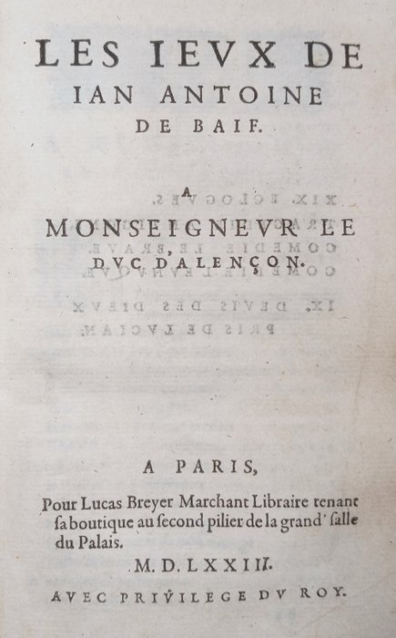 Jean-Antoine de Baïf - Les ieux - 1572-1573
