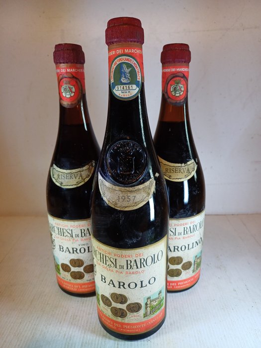 1957 Barolo & 2x Barolino Riserva, Marchesi di Barolo - Piemont - 3 Flasche (0,72 l)