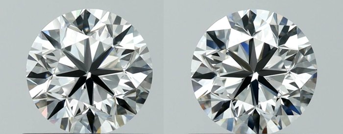 2 pcs Diamante - 1.41 ct - Briliant - I - VVS2, *No Reserve Price* *Matching Pair*