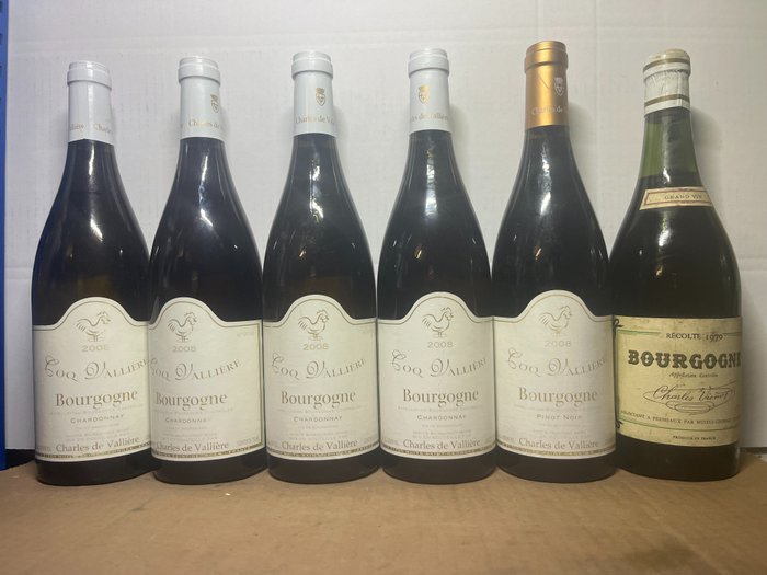 2008 x 4 Bourgogne Chardonnay , Bourgogne rouge & 1970 bourgogne - Burgund - 6 Flaschen (0,75 l)