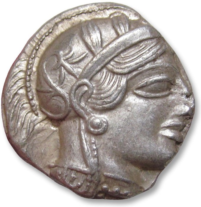 Attica, Atenas. Tetradrachm 454-404 B.C. - great example of this iconic coin, large part of the crest visible -