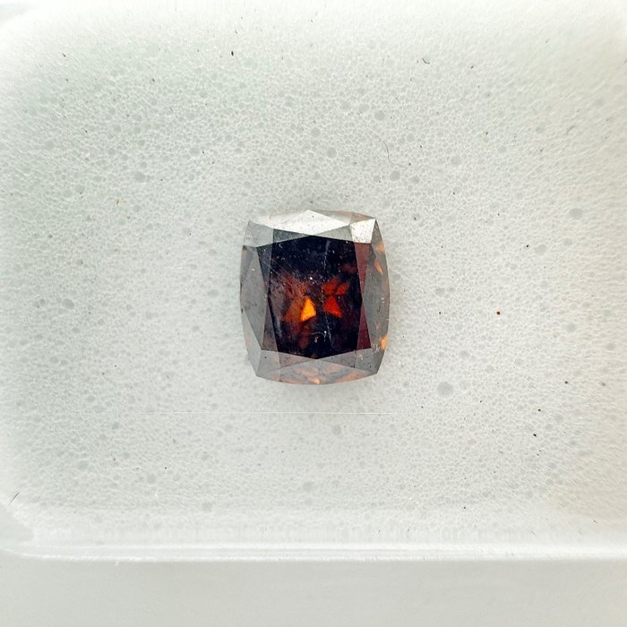 1 pcs Diamant - 0.60 ct - Kissen - Fancy Dark orange braun - SI1, No Reserve Price!