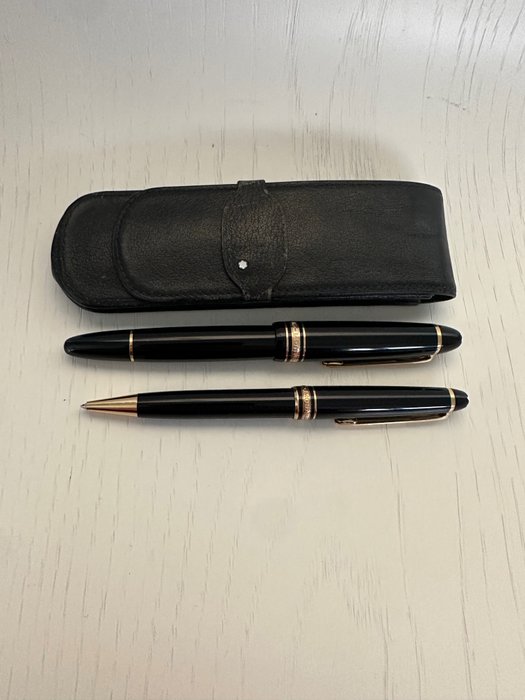Montblanc - Set Meisterstück 146 fountain pen, Meisterstuck classique ballpoint and leather case - 钢笔