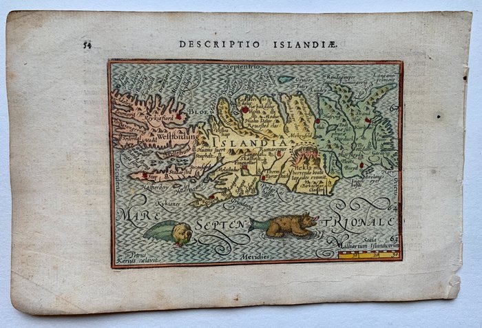 Europa, Hartă - Islanda; P. Bertius - Descriptio Islandiae - 1601-1620