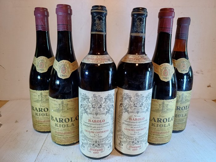 1961 x3, 1970 Kiola & 1961 x2 Ris. del Cenatenario, Giuseppe Contratto - 巴羅洛 - 6 瓶子（0.72L）