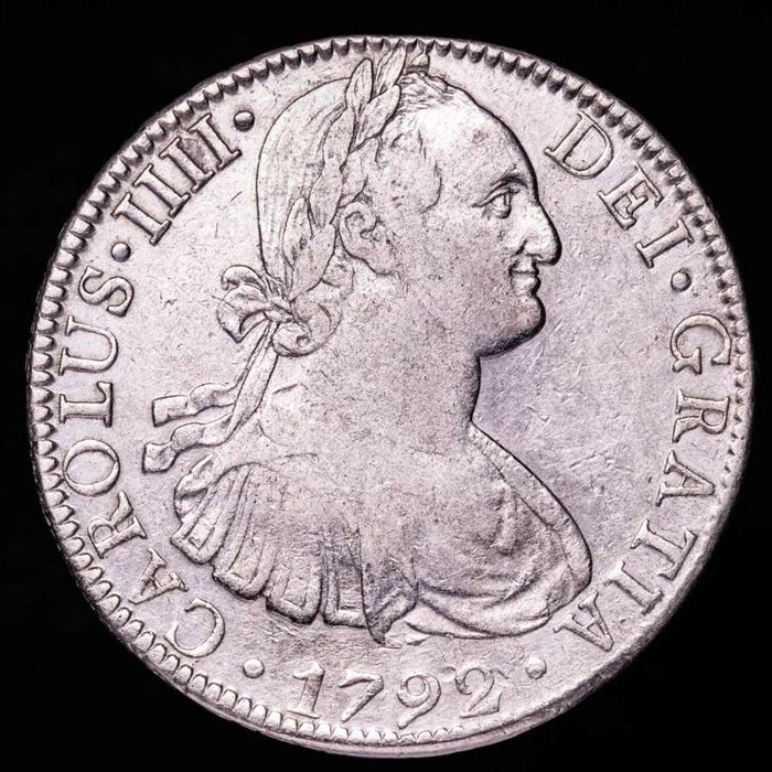 Hiszpania. Carlos IV (1788-1808). 8 Reales Acuñados en 1792 F.M - Ceca de Mexico, Mo.  (Bez ceny minimalnej
)