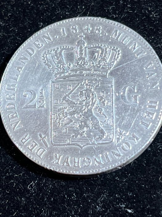 荷蘭. Willem II (1840-1849). 2 1/2 Gulden 1848  (沒有保留價)