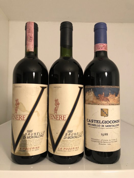 1988 Castelgiocondo & 2 x 1985 La Poderina Venere - Brunello di Montalcino - 3 Butelki (0,75l)