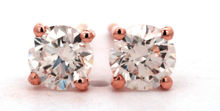 Stud earrings - 14 kt. Rose gold -  1.00 tw. Diamond  (Natural) 