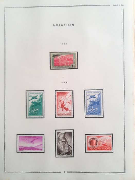 法国殖民地 1933/1966 - 非常漂亮的全新全套摩纳哥 PA 和预取消的鸟类系列...