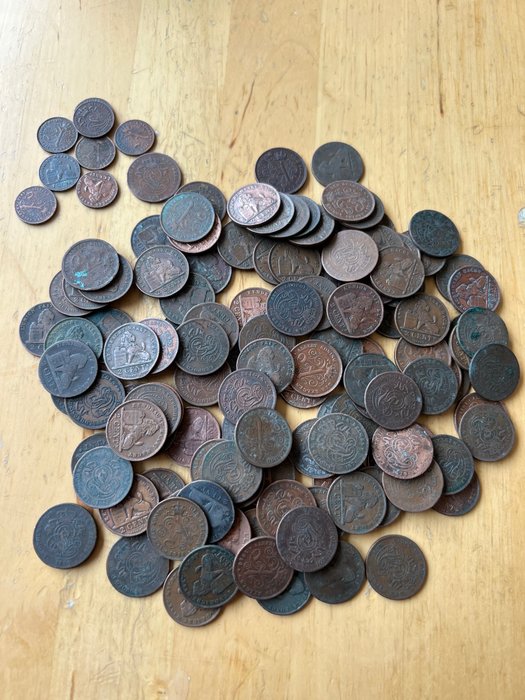 Belgien. Partij van 134 Belgische munten, 8 x 1 cent en 126 x 2 cents  (Ingen mindstepris)