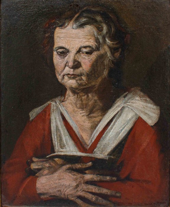 Scuola bergamasco-bresciana (XVII) - Ritratto di donna anziana