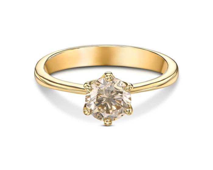 No Reserve Price - Ring - 14 kt. Yellow gold -  1.01 tw. Yellow Diamond  (Natural coloured) 