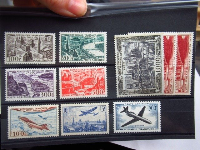 France 1936/1959 - airmail, stamp collection - Yvert PAn°12,24/30 et 36