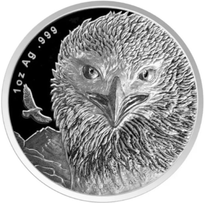 Samoa. 2 Dollars 2023 "Golden Eagle", with Certificate, 1 Oz (.999) Proof-like  (No Reserve Price)